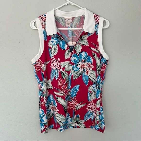 Never worn Tommy Bahama Red Floral Sleeveless Blouse size large - Picture 1 of 6